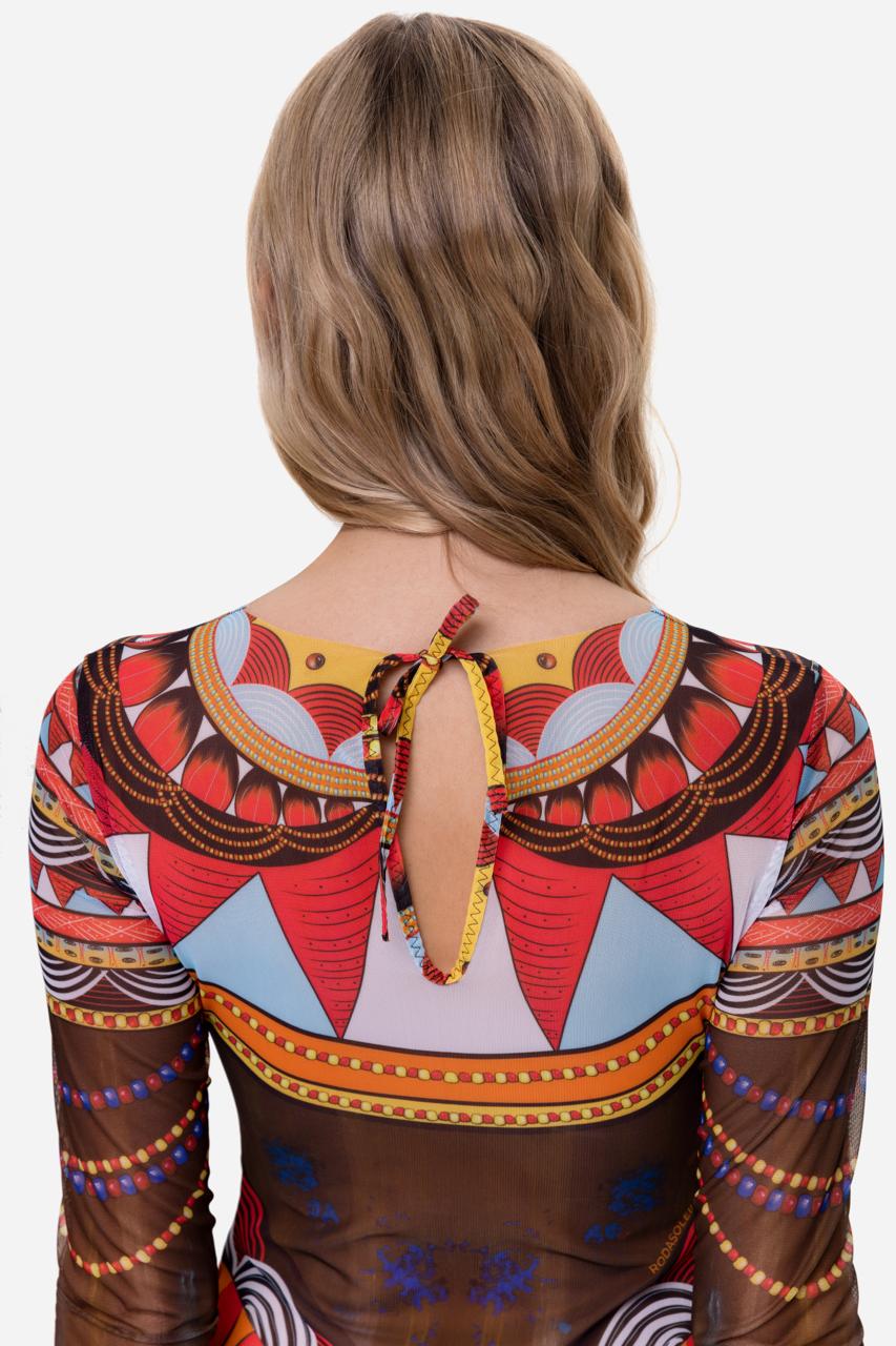 Closed Back One-piece Swimsuit with Sleeves "Africa"