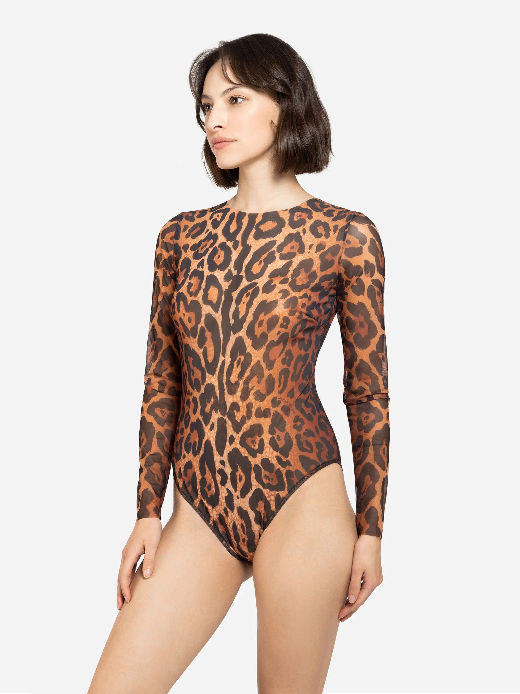 Closed Back One-piece Swimsuit with Sleeves "Leopard 25"