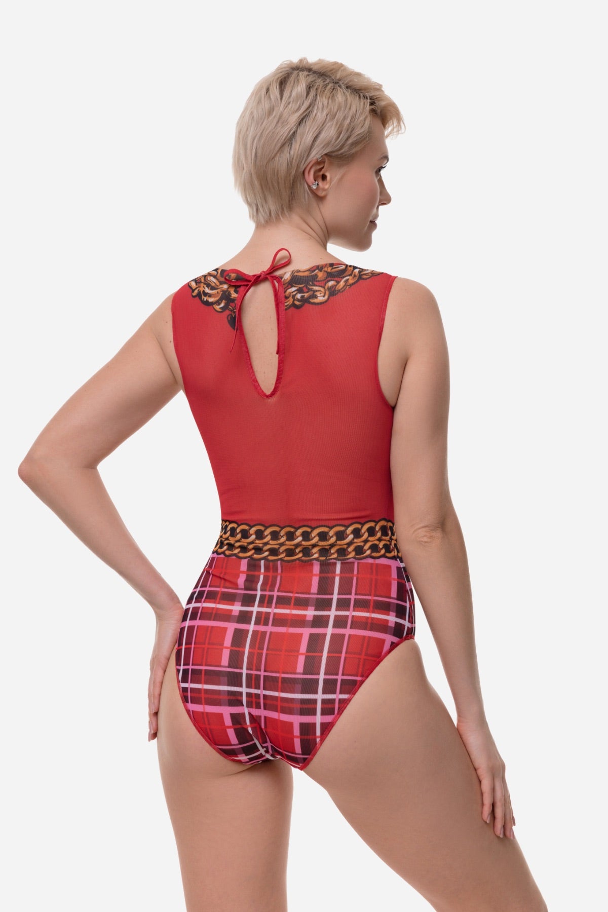 One-piece Sleeveless Swimsuit "Tartan"