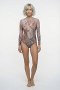Closed Back One-piece Swimsuit with Sleeves "Olives"
