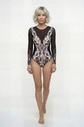 Closed Back One-piece Swimsuit with Sleeves "Grey Flame"