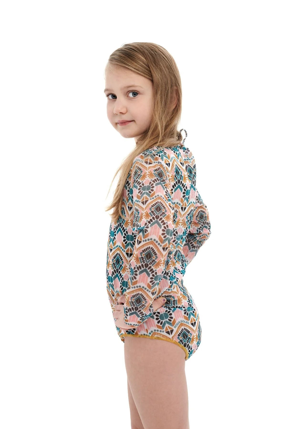 KID's Closed Back One-piece Swimsuit with Sleeves "Casablanca"