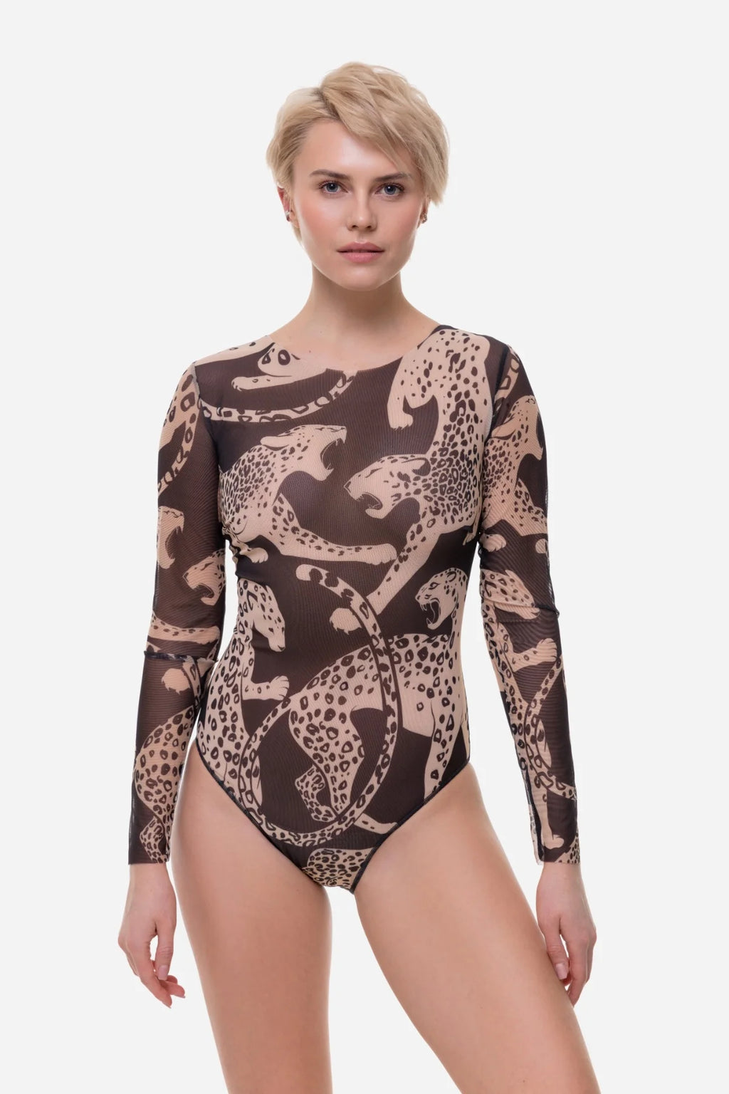Closed Back One-piece Swimsuit with Sleeves "Wild Cat"
