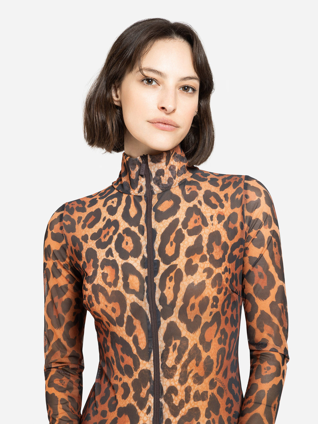 Zipper swimsuit with sleeves "Leopard 25"