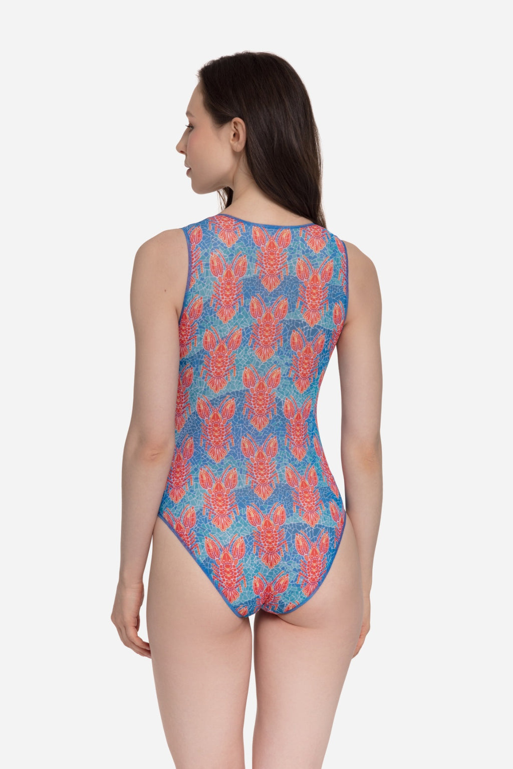 Sleeveless Swimsuit with V-neck "Lobster"