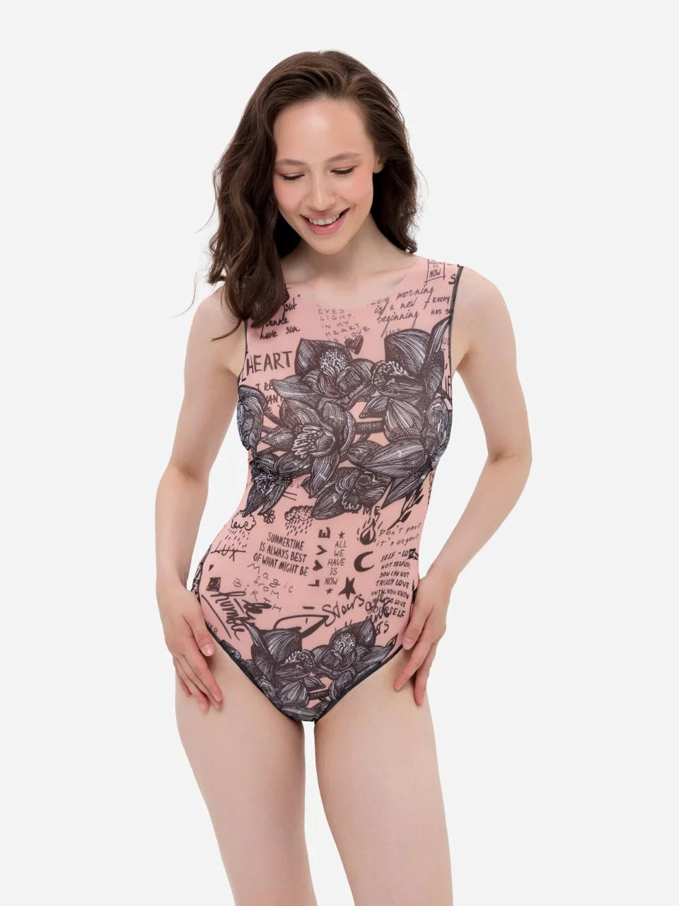 One-piece Sleeveless Swimsuit "Nude"