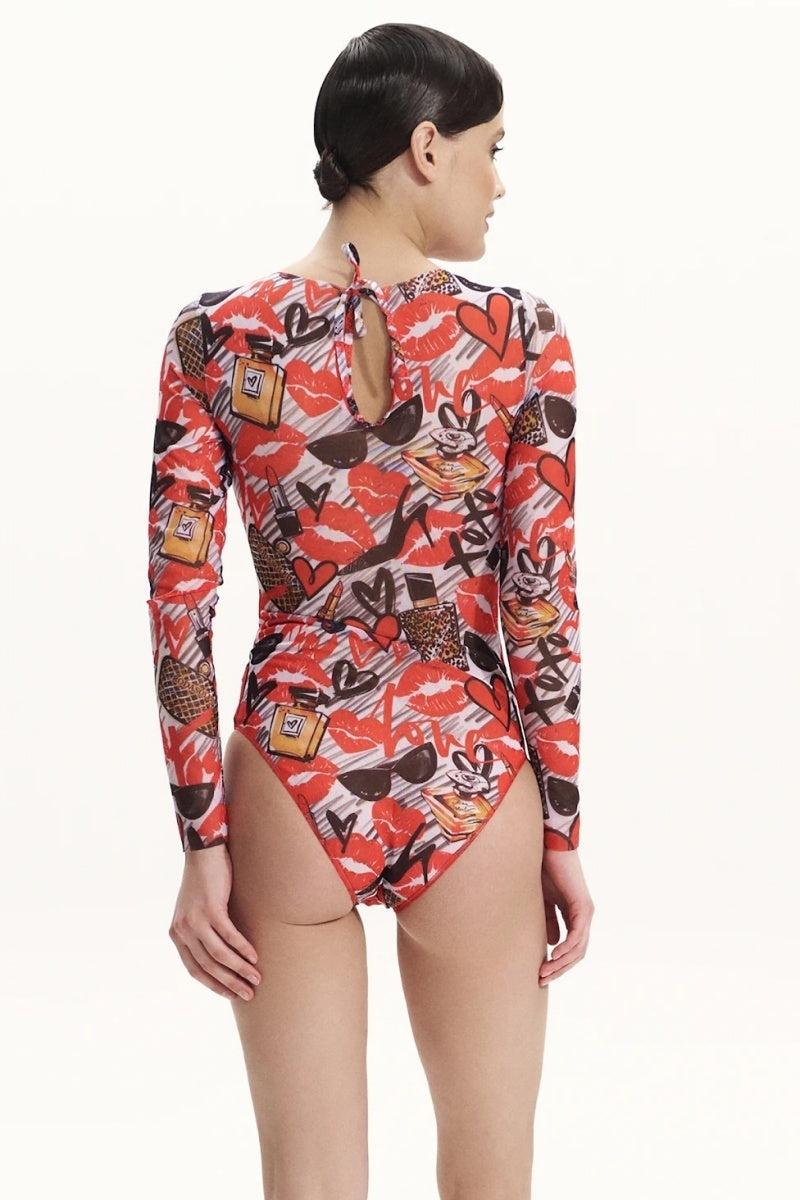 Closed Back One-piece Swimsuit with Sleeves "Fashion"
