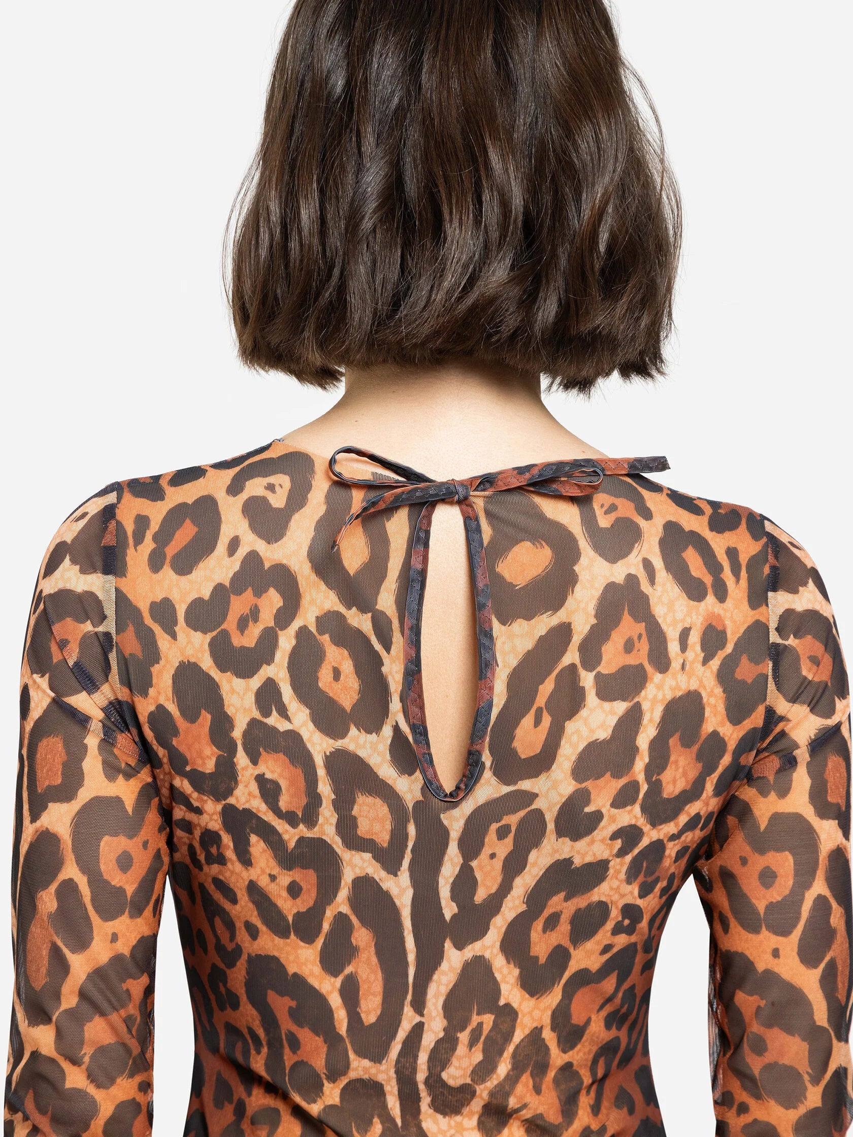 Closed Back One-piece Swimsuit with Sleeves "Leopard 25"