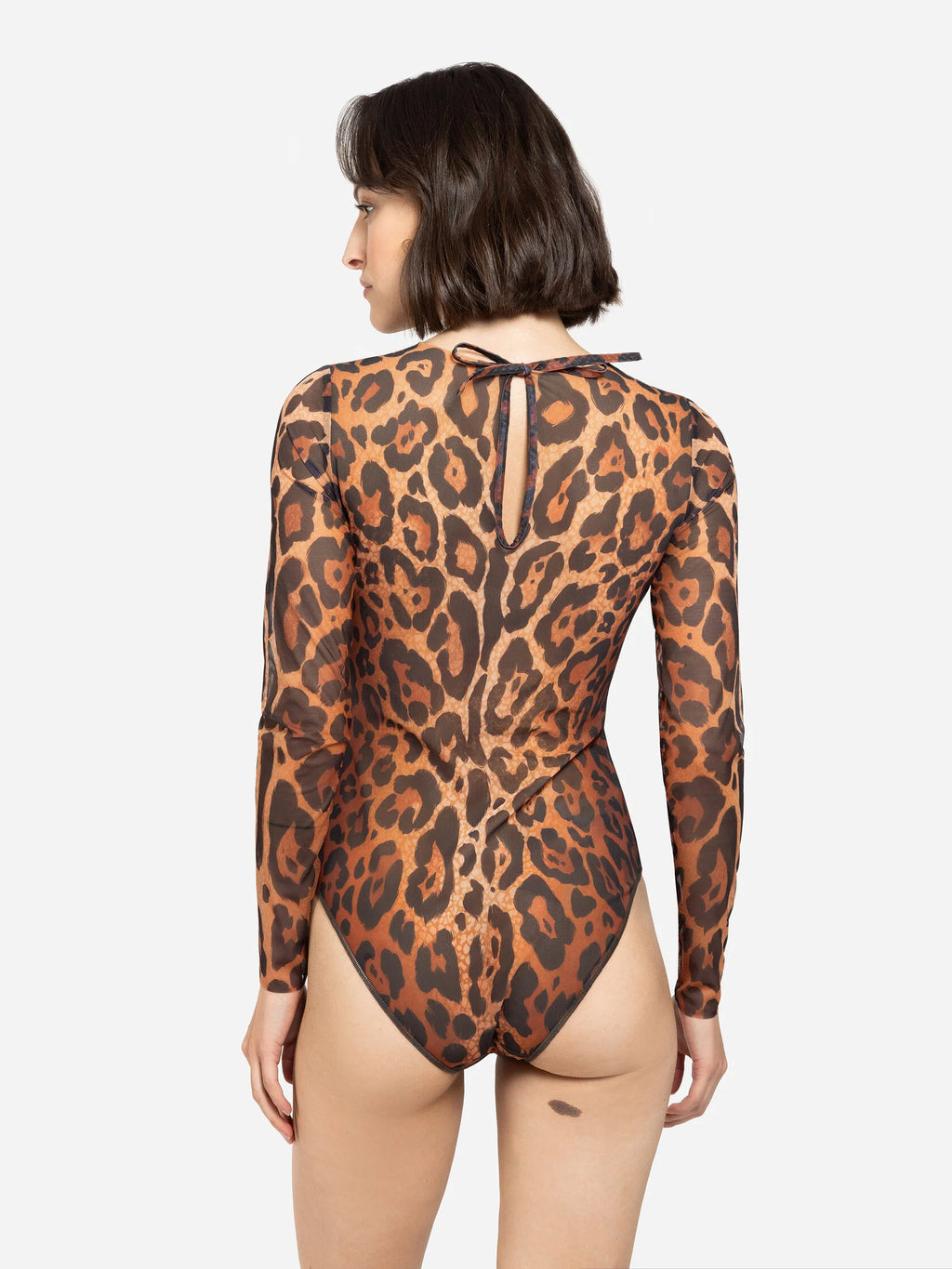 Closed Back One-piece Swimsuit with Sleeves "Leopard 25"